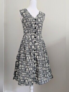 NWT Emily & Fin - Fit & Flare Grey Dress XXS (Scarlett Style, Kitchen Tea Set)